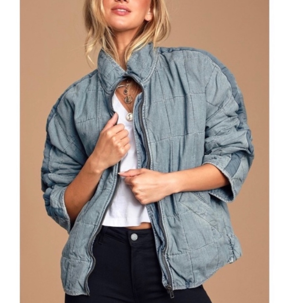Free people dolman quilted denim jacket